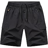 HONCAN Boys Cargo Shorts, Outdoor Quick Dry Hiking Shorts, Lightweight Athletic Short with Zipper Pockets