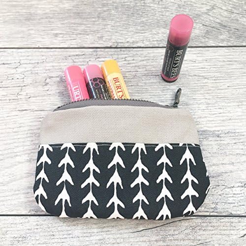 Small Coin Purse Black and White Boho Vine Print Bag Card Wallet