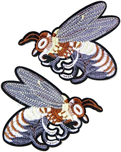 5.75" Big Bee Animal Sign Patch Sew Iron on Embroidered Applique Fabric Motif T-shirt Jean Jacket Pants Decoration DIY Costume (Pair) (pair)