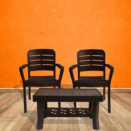 Italica Furniture - Armchair and Table Combo - Indoor and Outdoor Furniture Set (3015 & 9503, Brown, Set of 2 Chairs)