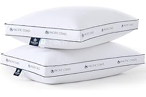 Pacific Coast Gusseted Pillows Queen Size Set of 2, Goose Feather and Down Firm Pillows, Luxury Hotel Collection Bed Pillows for Sleeping, Supportive Gusseted Dsign for Side and Back Sleepers