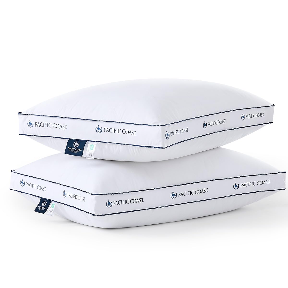 View 1 of ****USED***Pacific Coast Gusseted Bed Pillows for Side Sleepers and Back Sleepers, Goose Feather and Down Firm Pillows with 100% Cotton Shell, King Size Set of 2, Supportive Gusseted Pillows for Sleeping