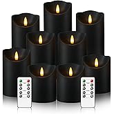 Nimiko Flameless Candles with Remote, Battery Operated Flickering Flameless Candles, LED Candles with Timer 2/4/6/8H, with Realistic LED Candles Set of 9 (D3 x H 3