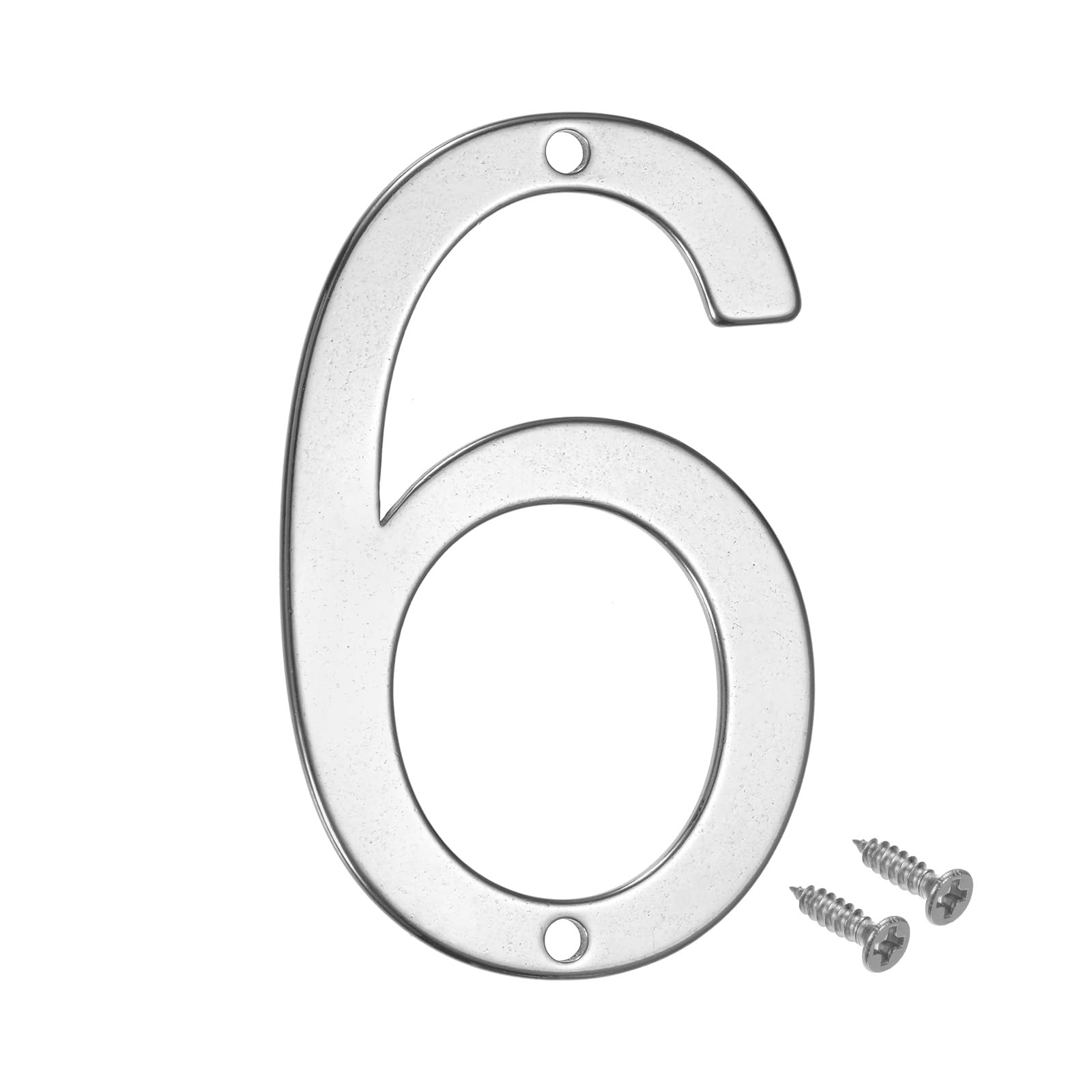 M METERXITY 1-Pack House Number, 3 Inch 304 Stainless Steel Mailbox Number Door Number Signage for Garden/Hotel/Mailbox/Address/Sign, House Number for Outside [Number 6, Silver]