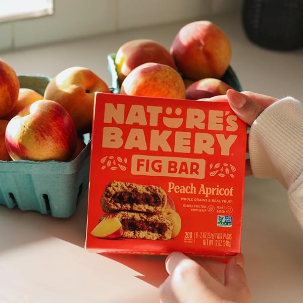 NATURE’S BAKERY WHOLE WHEAT FIG BARS, PEACH APRICOT, VEGAN SNACKS, NON-GMO (6 COUNT OF 2 OUNCE BARS), 12 OUNCE