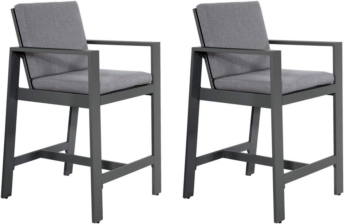 lifestyle4living Gartenstuhl 2er Set, Alu, Bezug (anthrazit