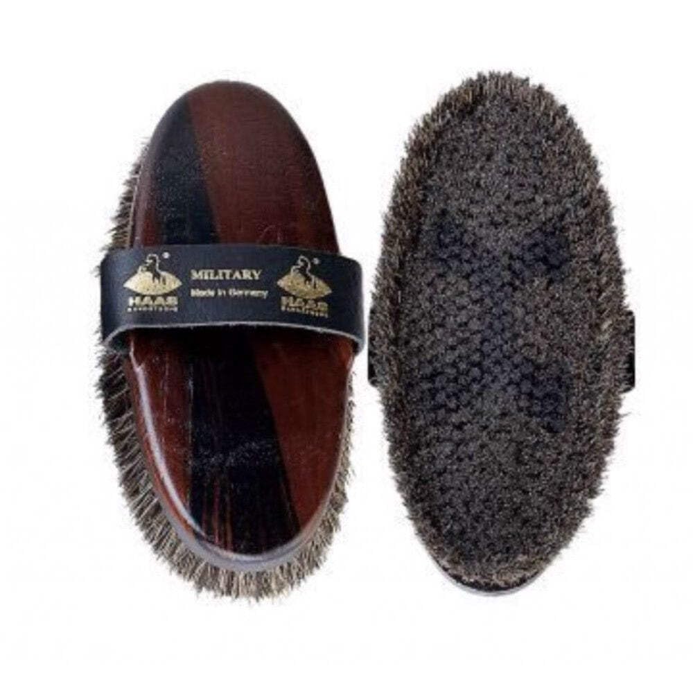 Wilhelm Haas Bürstenfabrik Inh. Stephan Vogel 4025589206915 Brush - Military - with Horsehair Longer Bristle Wreath and Leather Wrist Strap in Women's Size 200 x 85 mm