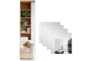 Shatterproof Peel and Stick on Mirror Tiles for Wall Decorative, 4 pcs 8”x8” Unbreakable Mirrors Self Adhesive, Toddlers Mirr