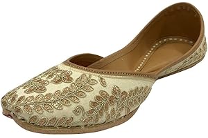Women's Punjabi Jutti for Ethnic Shoes Cream Gold Wedding Shoes Mojari Traditional Indian Jooti Sandles Handmade Juti