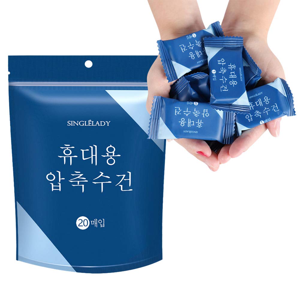 Qchomee 20Pcs Disposable Compressed Towels Coin Tissue Portable Mini Wipes Expandable Thick Magic Towel Tablet Cloth Face Care Towel for Travel/Camping/Beauty/Salon/Outdoor Sports