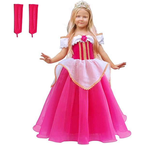Disfraz Princesa Peach Para Mujer | Traje De Cosplay De Super Bros Con Corona, Pendientes Y Guantes | Manga Burbuja Y Falda Con Capas | Ideal Para Halloween Y Fiestas Temáticas