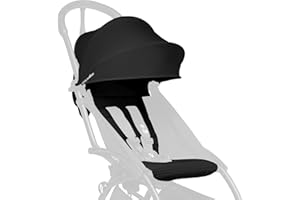 BABYZEN YOYO 6+ Color Pack, Black - Textiles Only: Seat Cushion, Matching Canopy & Zippered Back Pocket - Requires YOYO2 Frame (Sold Separately)