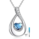 CRMAD Hummingbird/turtle/heart/dragonfly/bee/moon/tree of life Urn Necklace for Ashes Sterling Silver Jewelry for Women Memory Necklace