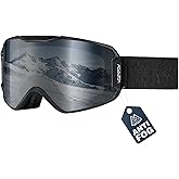 VOZAPOW Ski Goggles Over Glasses with HD Lens, 100% UV Protection Snow Snowboard Goggles Anti Fog for Men, Women, Youth