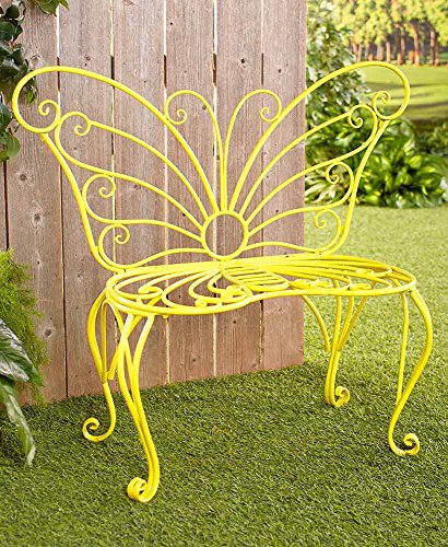 Yellow Butterfly Garden Bench Decorative Yellow Metal Butterfly