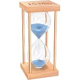 ABXKZ 15 Minute Sand Timer, 15 Min Wood Small Hourglass Timer, Blue Sand Clock, Wooden Hour Glass for Classroom, Sandglass, Reloj De Arena Decorativo, Home, Office, Game, Gift