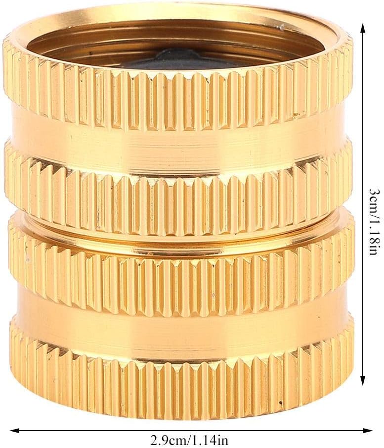 3/4" Brass Garden Hose Connector with Dual Swivel for Male Hose to Male Hose Double Female, Gold, 1.14*1.18inch - Image 3