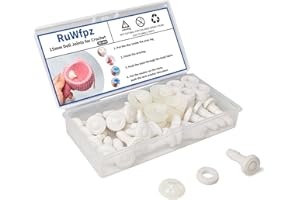RuWfpz Doll Joints for Amigurumi Crochet 15mm - 20 Set Plastic Toy Safety Joints for Stuffed Animals, White Movable Amigurumi Crafts Teddy Bear Joints for Arm Leg Neck
