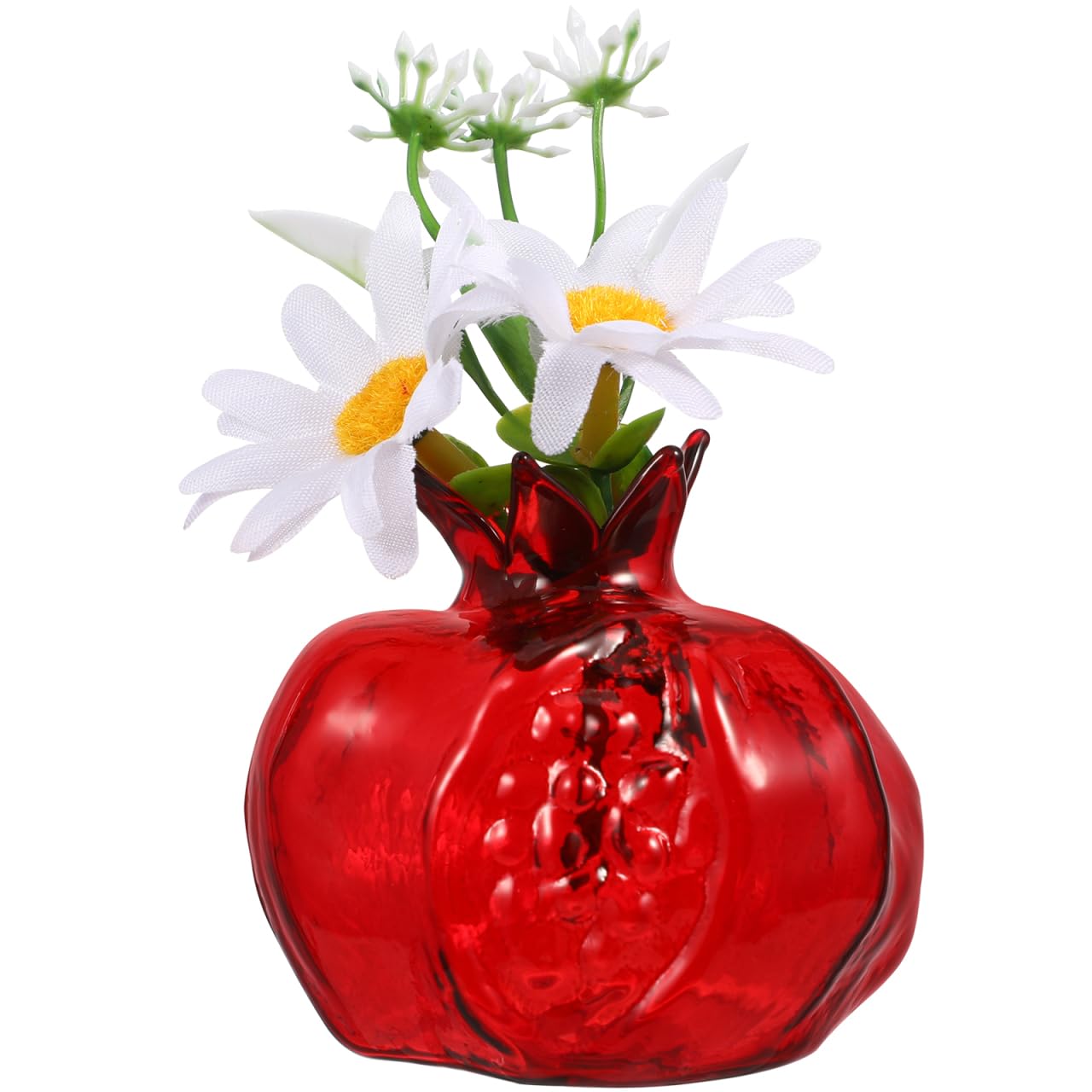 Photo 1 of Cabilock Nordic Style Pomegranate Glass Vase - Red Small Decorative Flower Vase for Living Room, Dining Table, Bedroom - Colored Glazed Ornament for Home Decor and Floral Arrangement