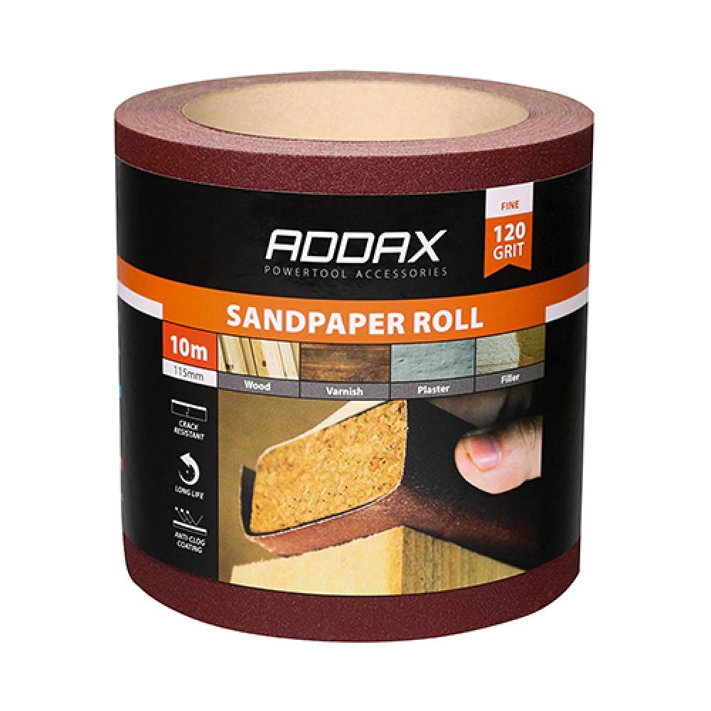 TIMCO 120 Grit Sandpaper Roll - Red -115mm x 10m