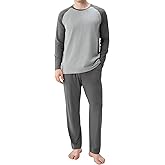 DAVID ARCHY Mens Pajamas Set - Soft Pj Sets for Men Long Sleeve Pajamas Men Cotton Mens Pjs Sets Loungewear with Pockets