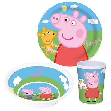 Peppa Pig Juego de Desayuno 3 Partes | Melamina | Vajilla Infantil ...