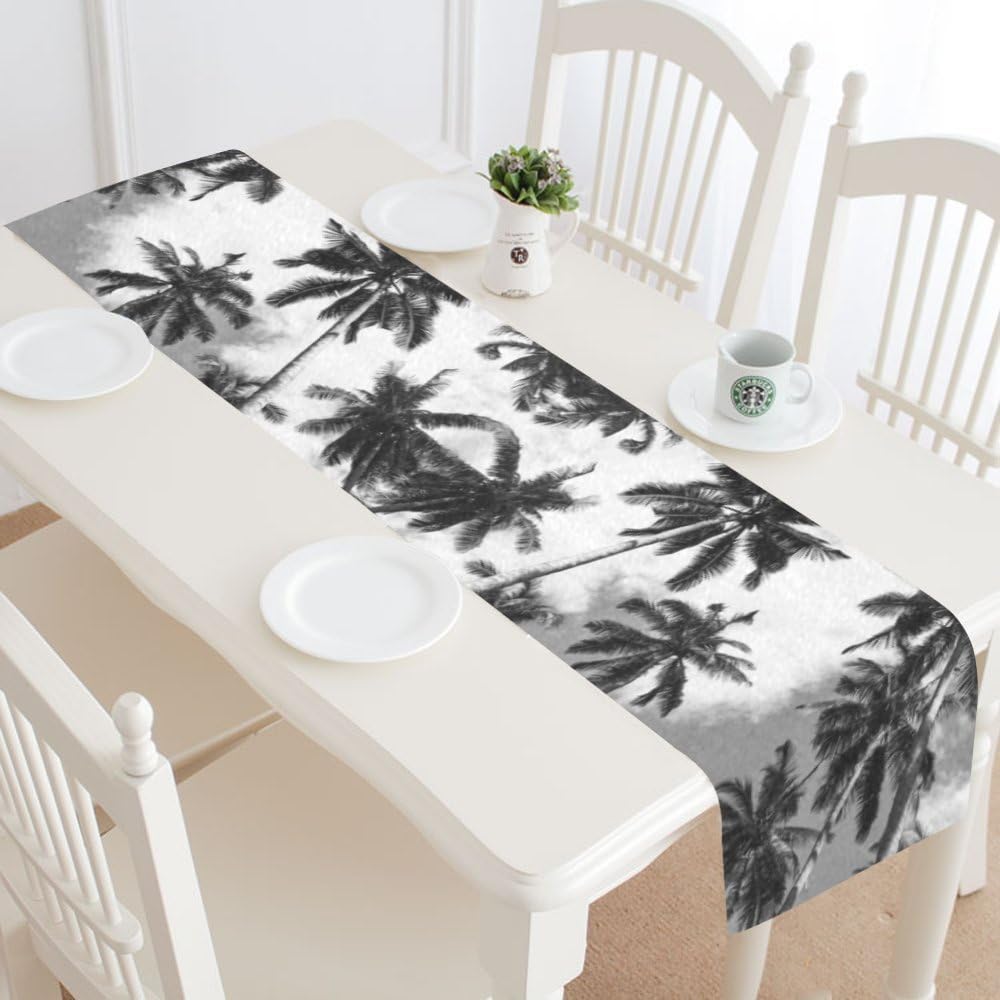 Amazon Com Interestprint Black And White Palm Tree Table Runner