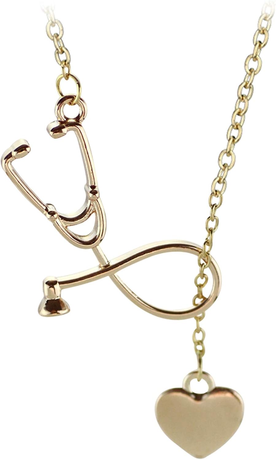 ETWJ 4 Colors Stethoscope Necklaces Heart and Stethoscope Lariat