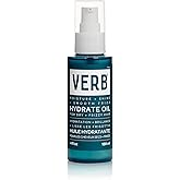 VERB Hydrate Oil - Add Moisture -Increases Shine - Smooth Frizz - Heat Protection for Dry + Frizzy Hair - Amber + Warm Jasmine Scent
