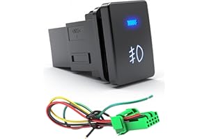 iztor 12v Push Button Switch Blue LED Multi-Purpose Switches Waterproof Toggle Switch with 4 Wires Connector Kit for Various Toyota Tacoma Tundra FJ Cruiser Car Modification-Fog Lamp