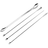 Maxmoral 1 Set Stainless Steel Micro Lab Sampling Scoop Spatulas Combination Reagent Spoon Laboratory Supplies (Pack of 4)
