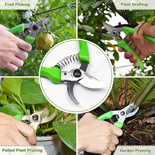 IRRIGLAD 130 Professional Pruning Shears, Gardening Scissors, Hand Pruners, Garden Clippers, Stainless Steel Blades, 7" Heavy Duty Tree Trimmers, Safety Lock