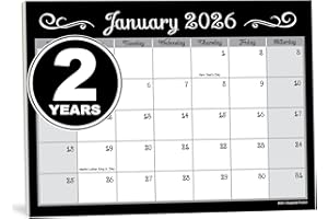 Guajolote Prints 2026-2027 Magnetic Calendar for Refrigerator – 2-Year Monthly Calendar with Magnets, 7.25 x 10 in, Chalkboard Style Design