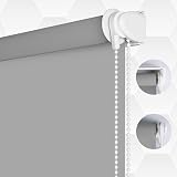 SMONTER 100% Blackout Roller Shades 112cm x 200cm Grey