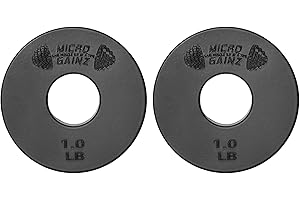 MICRO GAINZ GAIN MUSCLE 1LB AT A TIME Micro Gainz Standard 1-Inch Center Hole Weight Plates, Set of 2 Black Fractional Plates Choose Set (.25LB-1.25LB), Designed for Standard 1-inch Barbells & Dumbbells, Made In USA