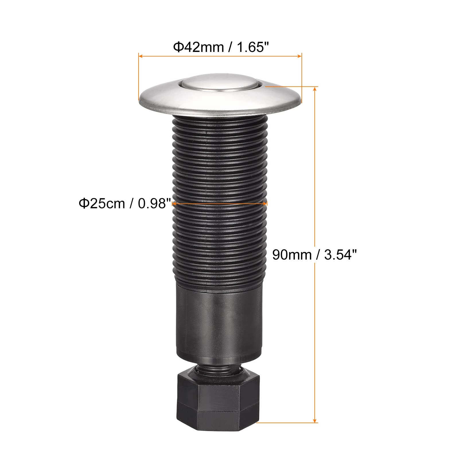 MECCANIXITY Garbage Disposal Air Switch Button 25mm Dia 304 Stainless Steel Self Locking for Sink Top Waste Disposer