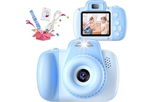 Kids Camera, HAONIU 48MP Digital Dual Camera Kids Toys for Boys/Girls 3-12 Years Old, Kid Selfie Camera with 2.0 Inch IPS Screen, 32GB SD Card, 1080P HD Video Cameras for Toddler Birthday Gifts (Blue)