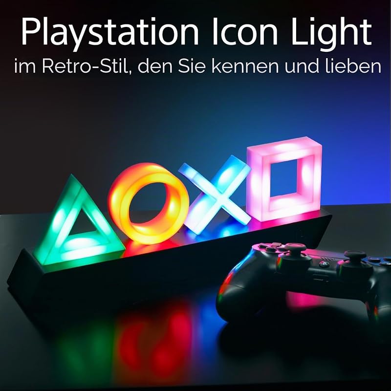 Playstation Z890845 PP4140PS Tasten Symbol Lampe mit Farbwechsel Funktion, Mehrfarbig 31 x 7 x 11 cm