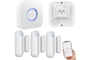 YISTECH Door Chime with Phone App,WiFi Door Open Contact Sensor Alarm Chime with 600 FT Range,WiFi Door Ringer Alert for Business/Store/Home/Office When Enter (Three Sensor One Gateway)