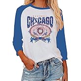 Baseball Shirt Women Baseball Season Graphic Tshirt Sports Team Fan Blouses Raglan Shirts 3/4 Sleeve Tops