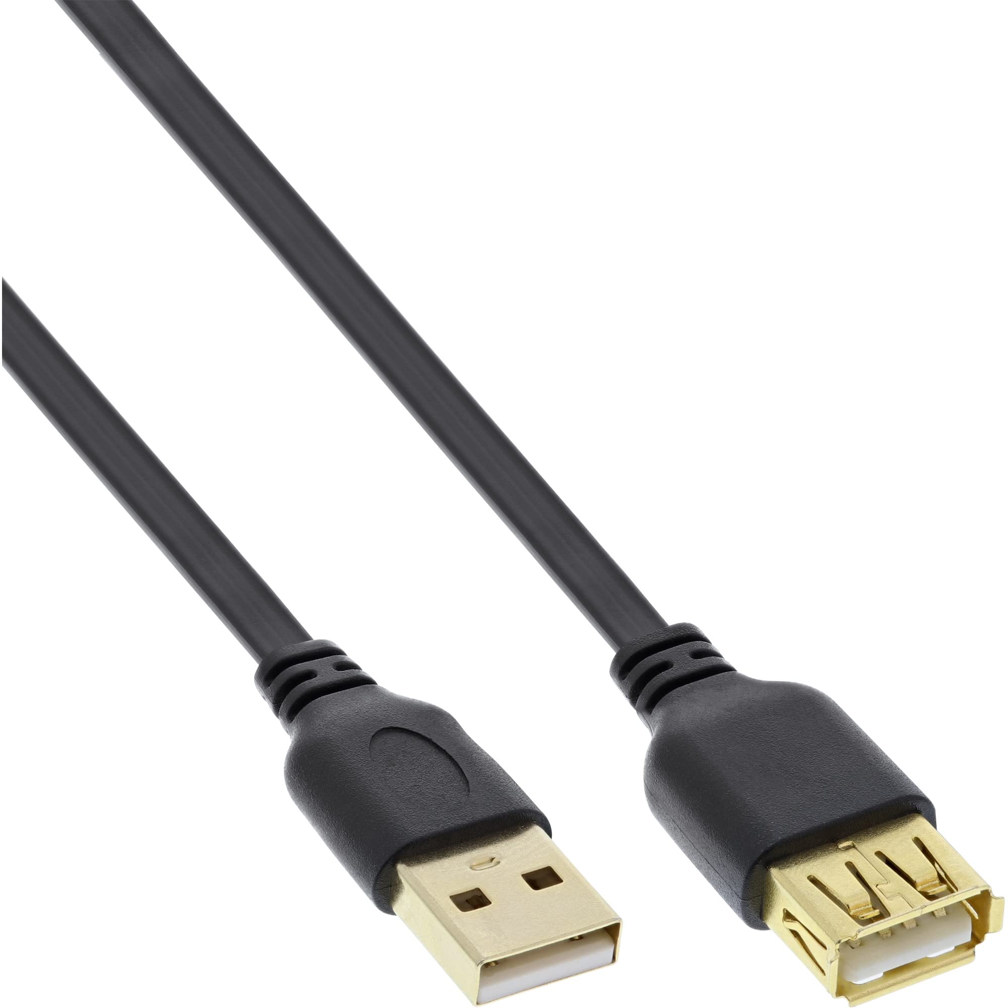 InLine 34620F 2m USB A Male to USB A Female Black Cable - USB Cable (2m, Black, Gold-Plated, Compatible with USB 2.0 and above, Data Transfer)