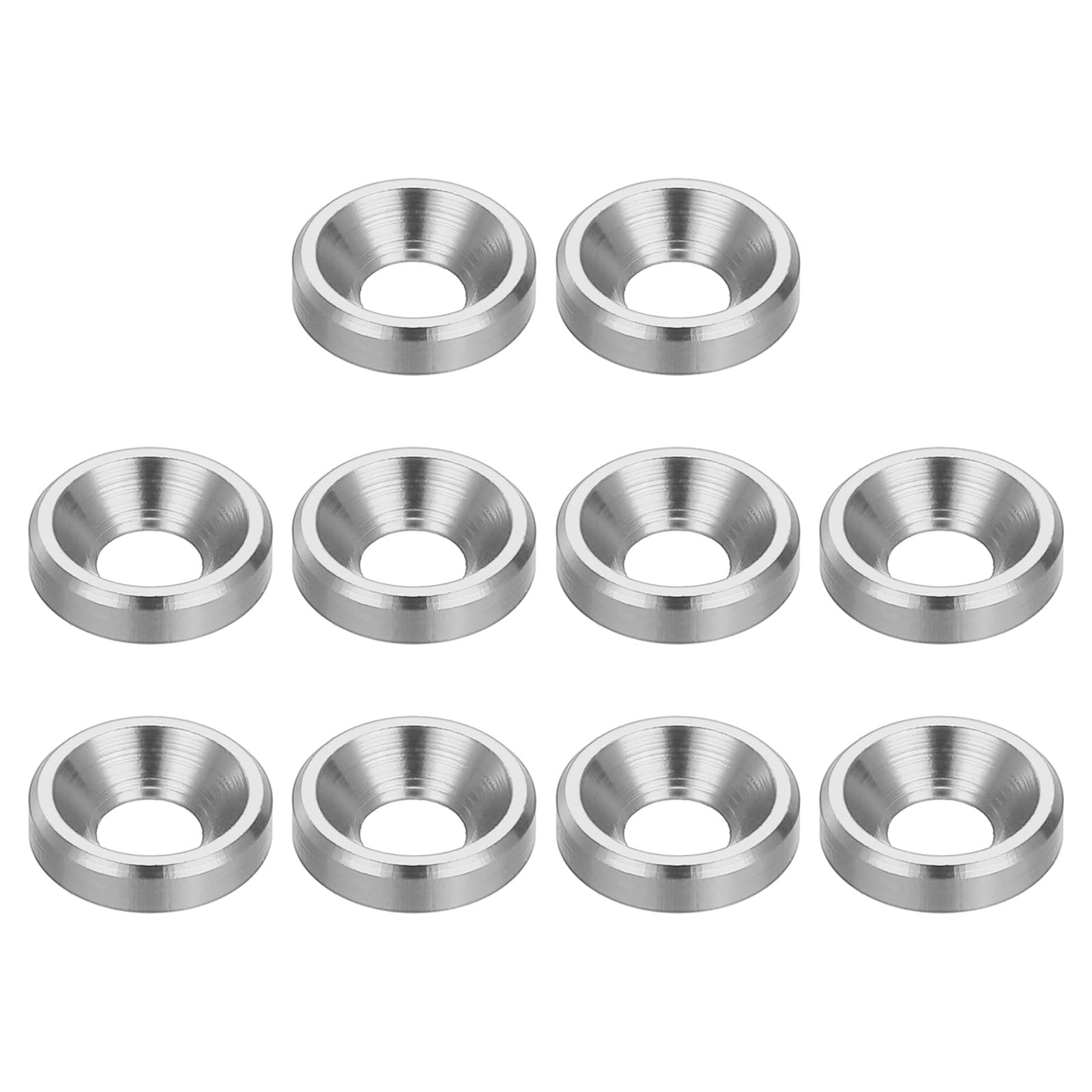 PATIKIL M3 Finishing Countersunk Washers, 10 Pack Head Washers Alloy Aluminum Screw Gaskets for Screw Bolt RC FPV PC Mechanical Accessories Parts, Silver