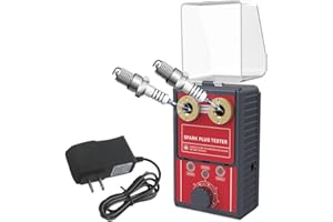MOTOCOCHE Spark Plug Tester 2 Hole, Ignition Coil Tester 0-6000rpm Adjustable Frequency, Ignition Plug Analyzer Detector for 12V Gasoline Vehicles
