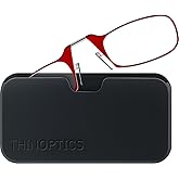ThinOptics Pod Reading Glasses - Slim Armless Pocket Readers - Black, Red 1.5x