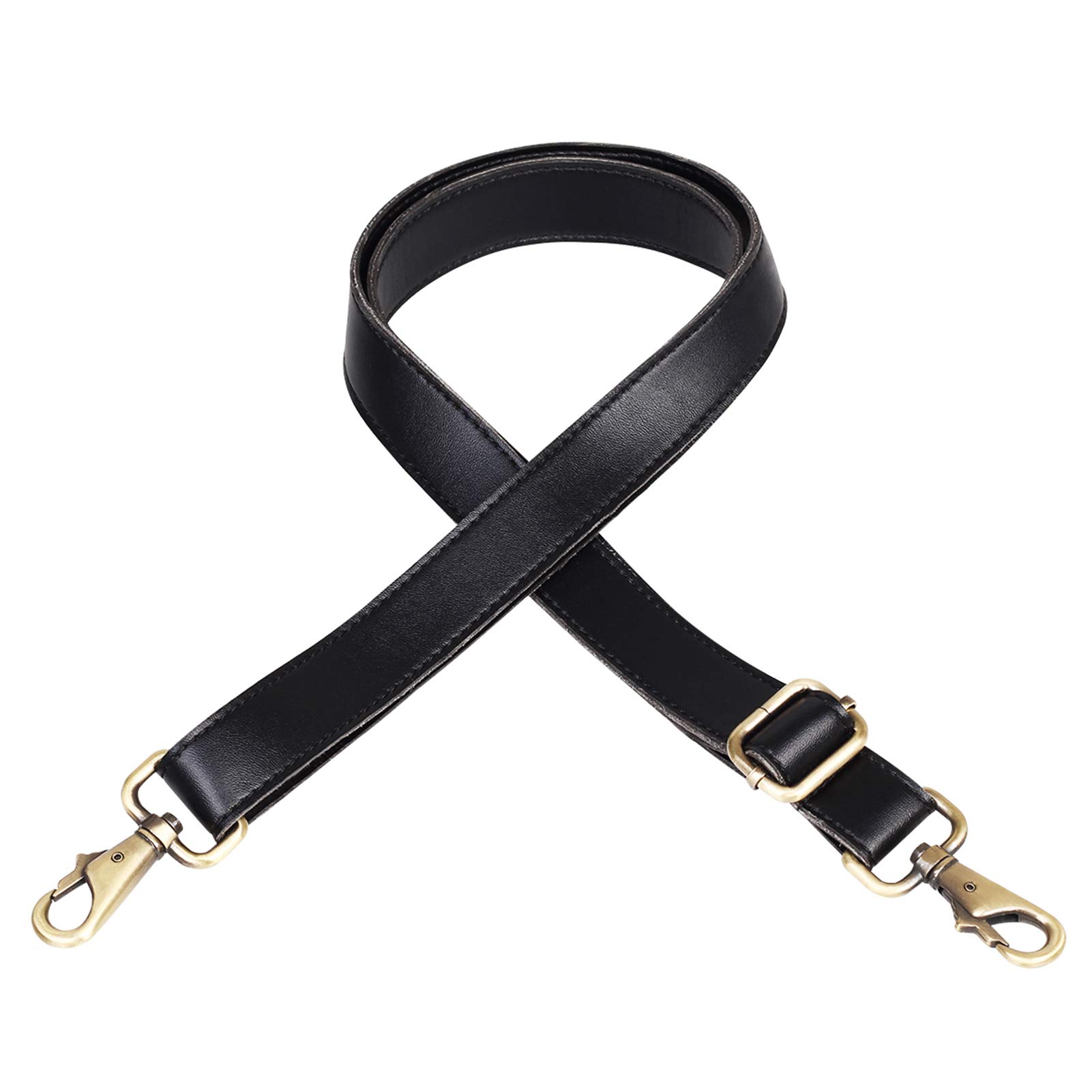 JAKAGO Universal Leather Shoulder Strap with Silver Metal Swivel Hooks adjustable Shoulder Bag Accessories straps for Leather Crossbody Bag Briefcase Messenger Bag Satchel DIY Purse Making (Black1) — image 1