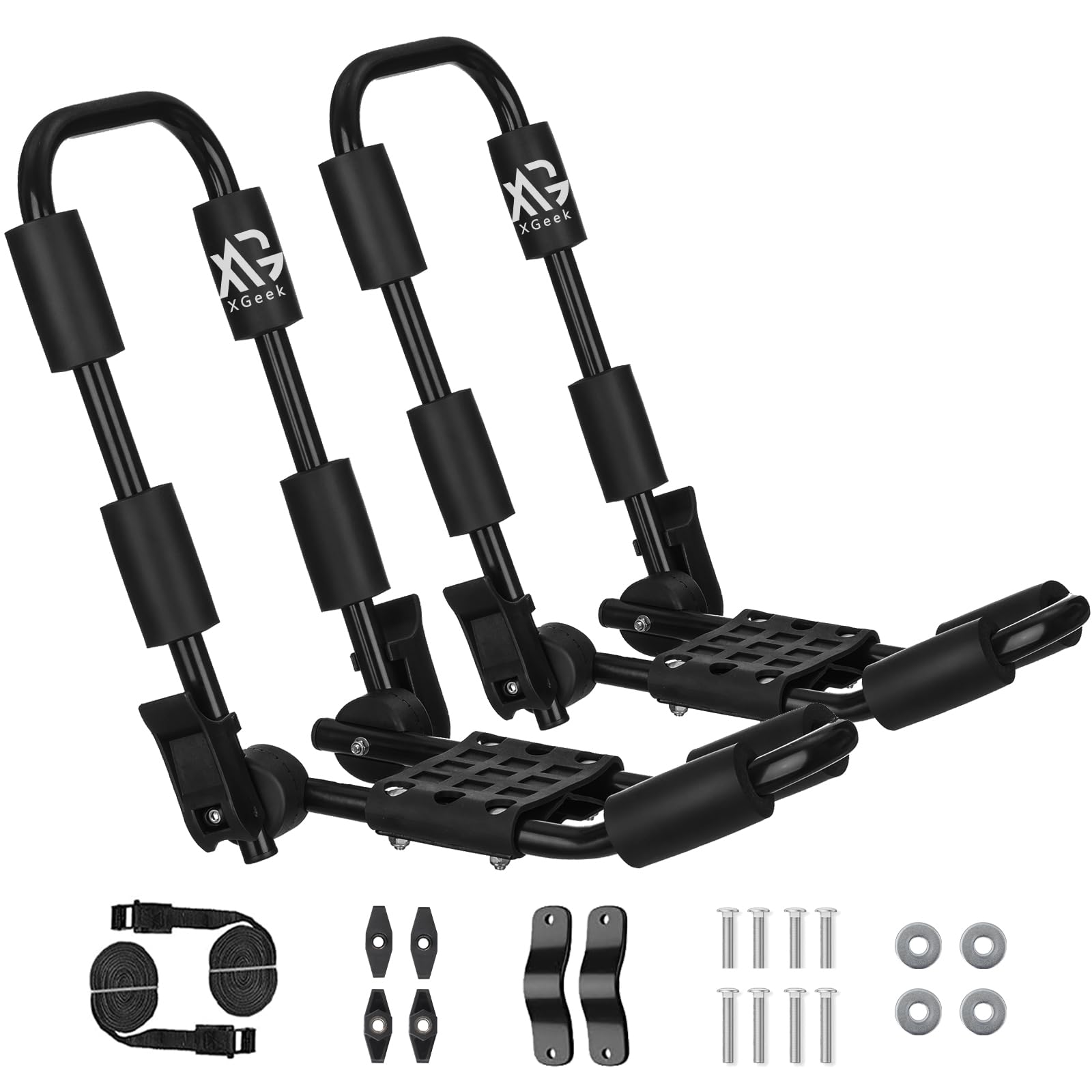 Photo 1 of XGeek Kayak Roof Rack, Surfboard, Canoe and Ski Board Rooftop Mount Carrier J-Style Rack on SUV, Car and Truck.Unidirectional Foldable Kayak Roof Rack