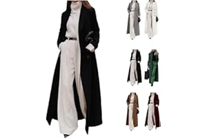 Women’s Long Wool Trench Coat, Double Breasted Solid Color Winter Overcoat