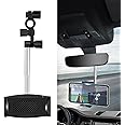 neynavy 1 PC Automotive Multi-Function 360°Rotating Mobile Phone Stand, 2.55" x 7.08" Rearview Mirror Mobile Phone Navigation Stand, Suitable for Most Models (Black)