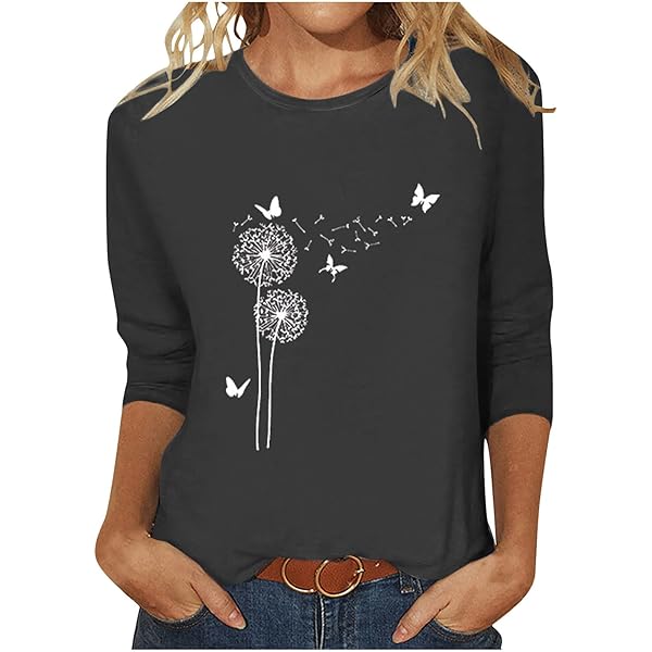 Amazon.com: Mzkdieey Women's Dandelion Print T Shirts Casual