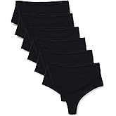 Amazon Essentials Women's Microfiber Thongs (G-String & High Waisted Thong), Pack of 6